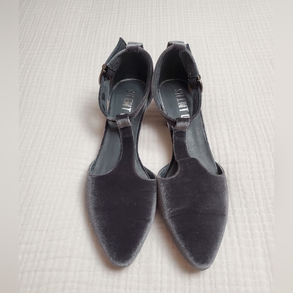 SILENT D Anthropologie Grey Velvet Velour Shoes Heels Size 39 Classic Boho Chic - Picture 9 of 12